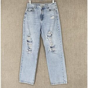 RIFLE Jeans Womens 10 Blue High‎ Rise Distressed Light Wash Whiskering Denim